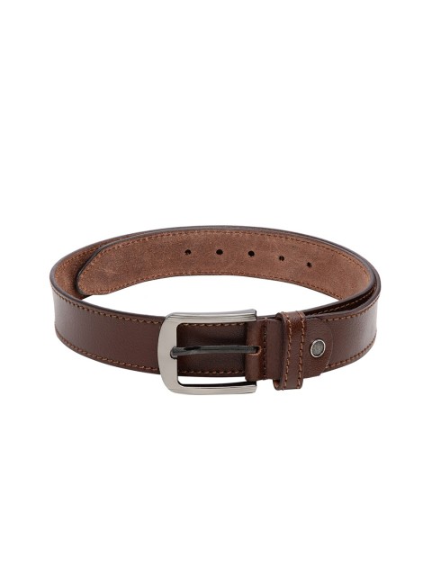 

CRUSSET Men Brown Textured Leather Belt