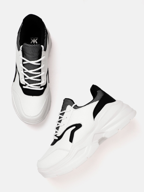 

Kook N Keech Women White & Black Solid Chunky Sneakers