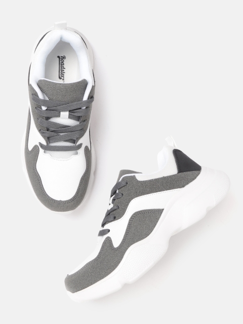 

Roadster Women White & Charcoal Grey Colourblocked Sneakers