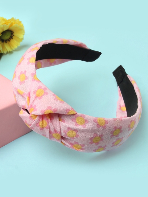 

The Magic Wand Girls Pink & Yellow Floral Printed Lace Hairband
