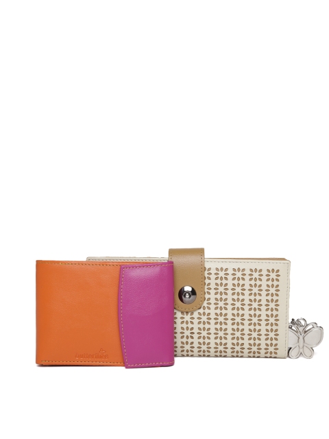 

Butterflies Women Cream-Coloured & Orange Cut-Out Accessory Gift Set