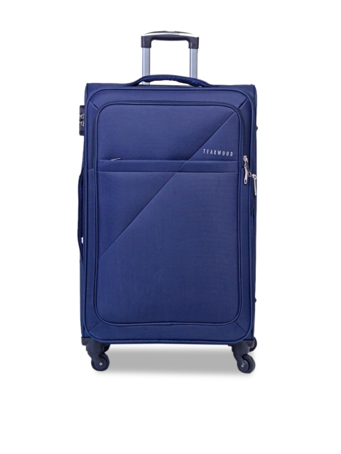 

Teakwood Leathers Unisex Blue Solid Soft-Sided Large Trolley Suitcase