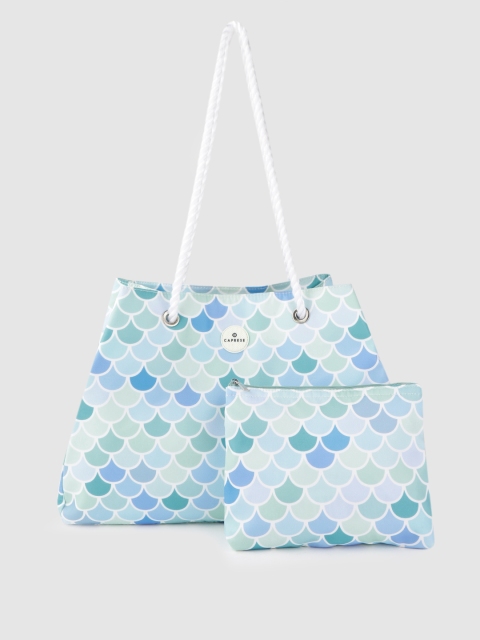 

Caprese Women Blue & Green Fish Scale Print Shoulder Bag