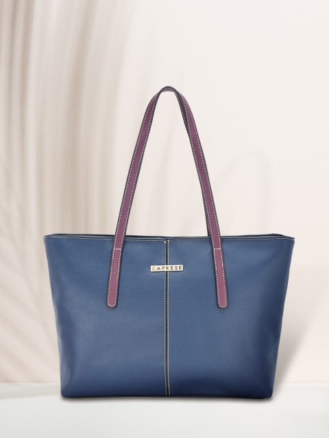 

Caprese Navy Blue PU Shopper Tote Bag