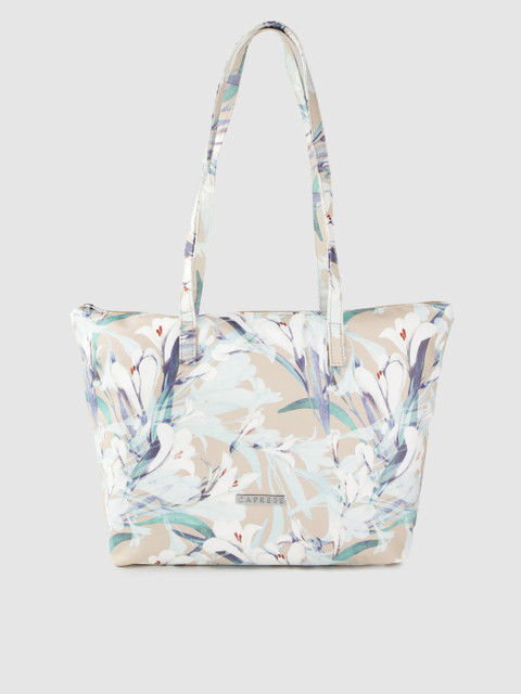 

Caprese Women Cream-Coloured & White Floral Print Tote Bag