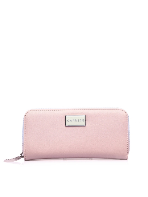 

Caprese Women Pink Solid Zip Around Wallet