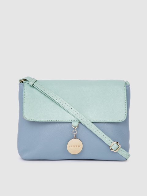 

Caprese Blue Leather Structured Sling Bag