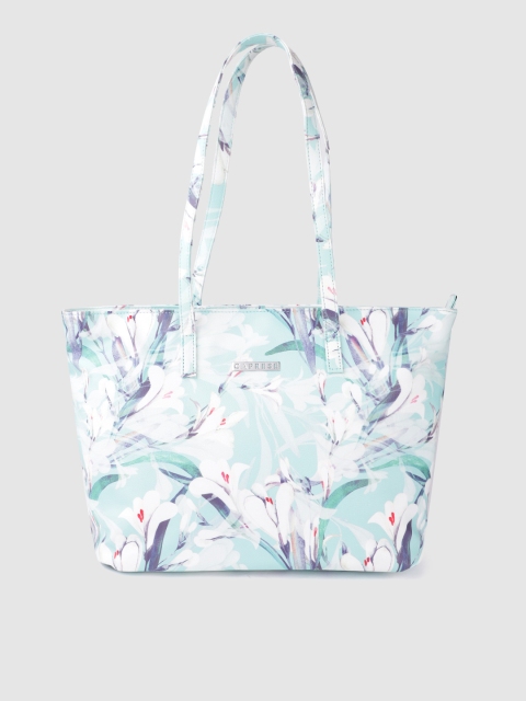

Caprese Blue Floral Print Leather Shopper Tote Bag