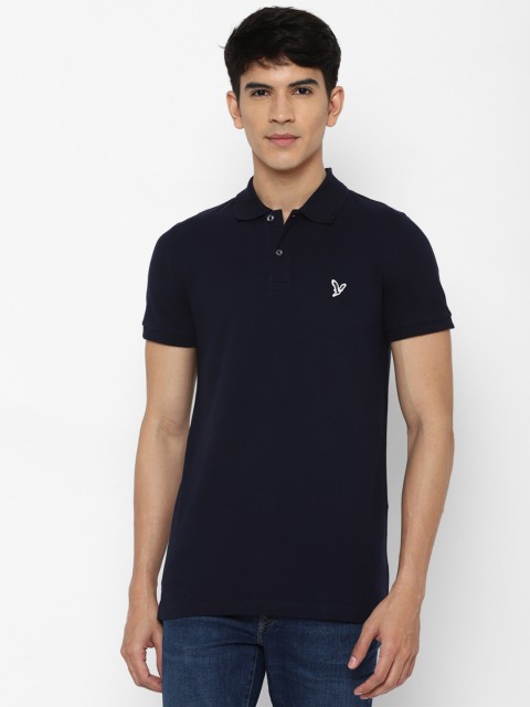 

AMERICAN EAGLE OUTFITTERS Men Navy Blue Polo Collar T-shirt