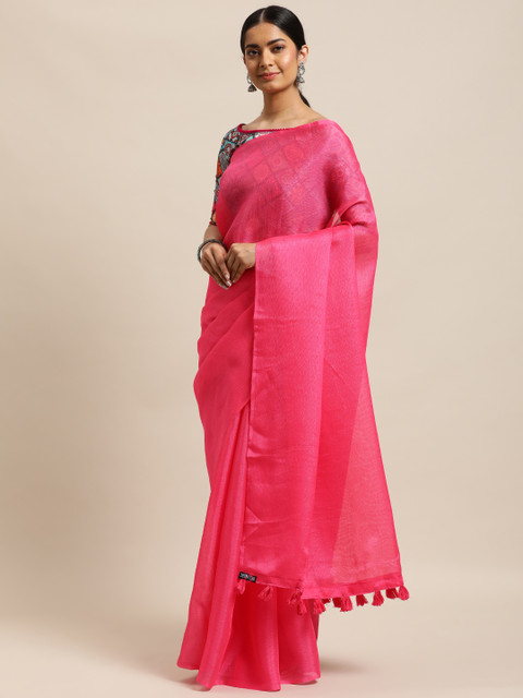 

DESIWEAR Pink Jute Silk Saree