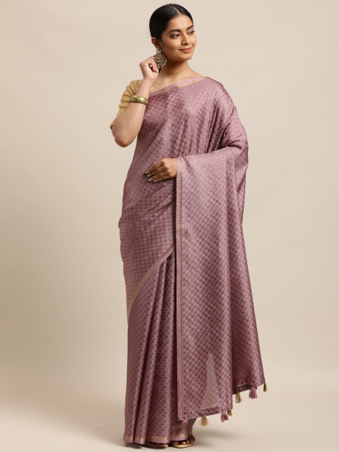 

DESIWEAR Mauve Checked Zari Jute Silk Saree