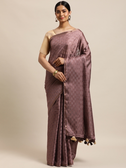 

DESIWEAR Mauve Checked Jute Silk Saree