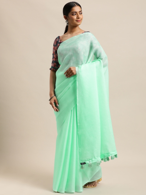 

DESIWEAR Green Solid Lace Saree