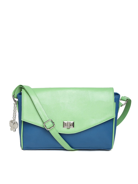 

Butterflies Mint Green & Blue Colourblocked Sling Bag