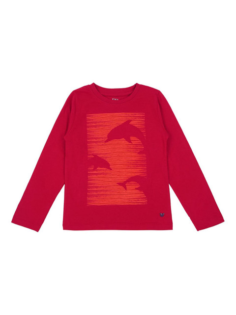 

Ed-a-Mamma Boys Red Printed Round Neck Sustainable T-shirt