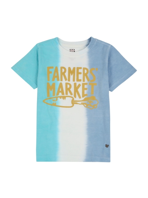 

Ed-a-Mamma Boys Blue Pure Cotton Printed Round Neck Sustainable Pure Cotton T-shirt