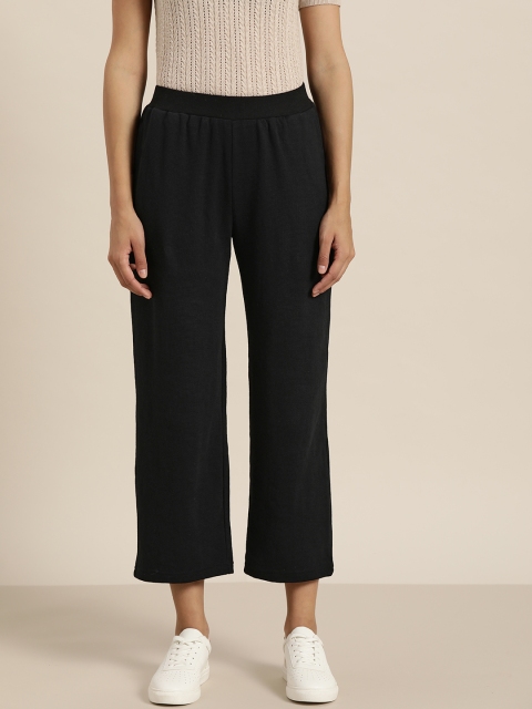 

ether Women Black Cargos Trousers