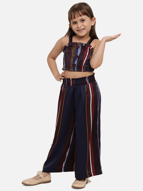 

Nauti Nati Girls Blue & Maroon Striped Top with Palazzos