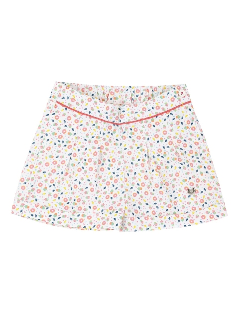 

Ed-a-Mamma Girls White & Pink Printed Cotton Regular Sustainable Shorts