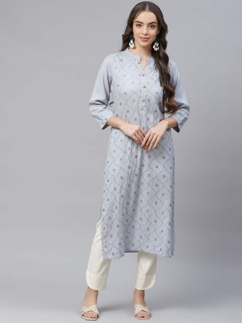 

AHIKA Women Grey Ethnic Motifs Embroidered Thread Work Kurta