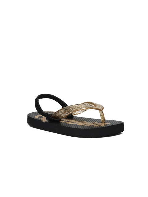

The Childrens Place Girls Gold-Toned & Black Printed Backstrap Thong Flip-Flops