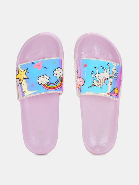 

The Childrens Place Girls Blue & Lavender Printed Sliders