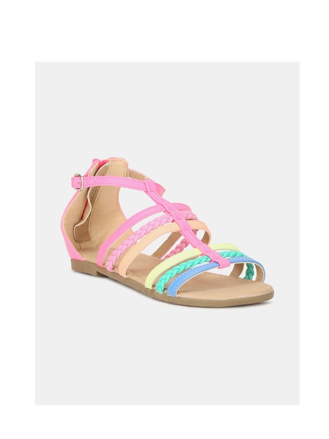 

The Childrens Place Girls Pink Woven Design Gladiator Sandal
