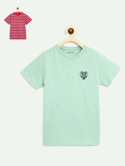 

Campana Boys Pack Of 2 Round Neck T-shirts, Sea green