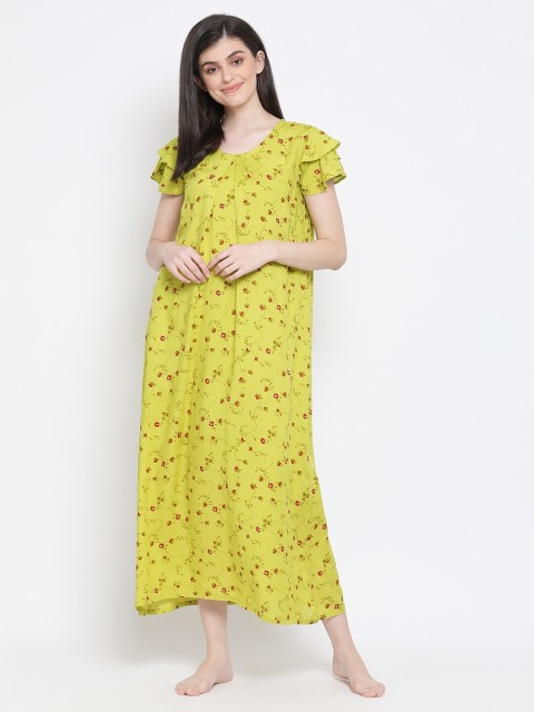 

Clovia Lime Green & Red Printed Nightdress