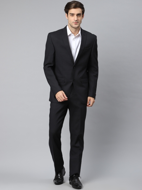 

Blackberrys Men Navy Blue Textured Smart Fit Formal Suit