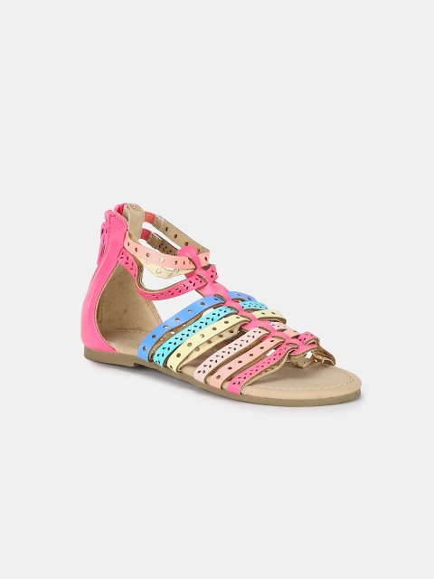 

The Childrens Place Girls Pink & Blue Colourblocked Open Toe Flats