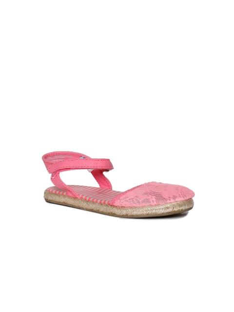 

The Childrens Place Girls Pink Solid Canvas Open Toe Flats