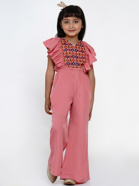 

Bitiya by Bhama Girls Peach-Coloured Solid Basic Jumpsuit