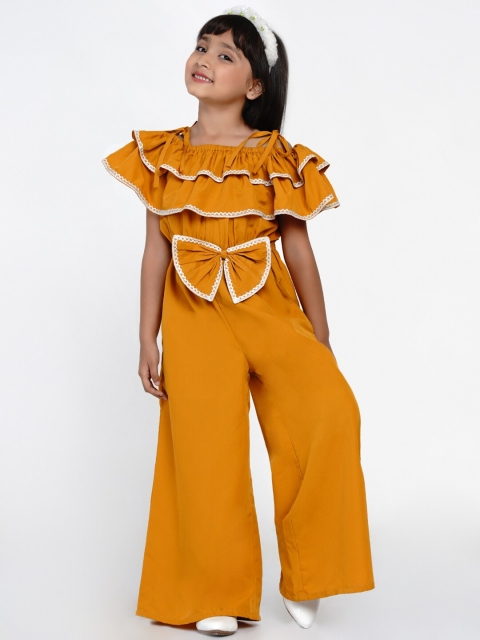 

Bitiya by Bhama Girls Mustard Yellow Solid Basic Jumpsuit