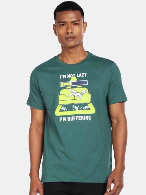 

Colt Men Green Printed Round Neck T-shirt