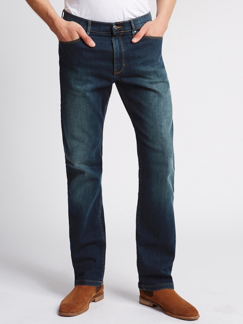 

Marks & Spencer Blue Washed Straight Stretchable Jeans