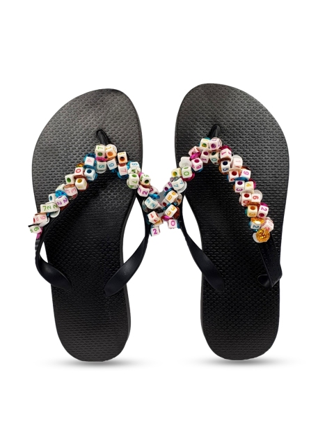 

Pampy Angel Women Multicoloured Embellished Water-Resistant Thong Flip-Flops, Multi