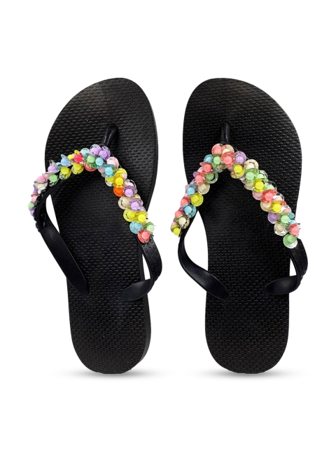 

Pampy Angel Women Multicoloured Embellished Water-Resistant Thong Flip-Flops, Multi