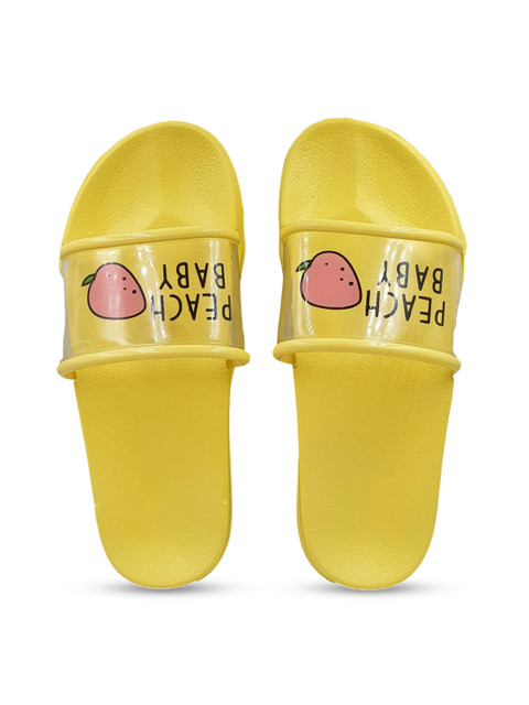 

Pampy Angel Women Yellow & Pink Printed Water Resistant Sliders