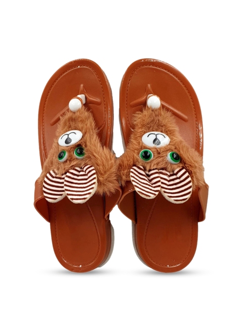

Pampy Angel Women Brown & White Embellished Water Resistant Thong Flip-Flops