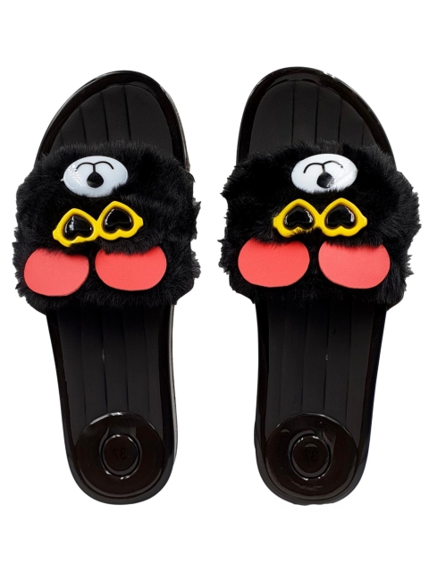 

Pampy Angel Women Black & Pink Embellished Water-Resistant Sliders