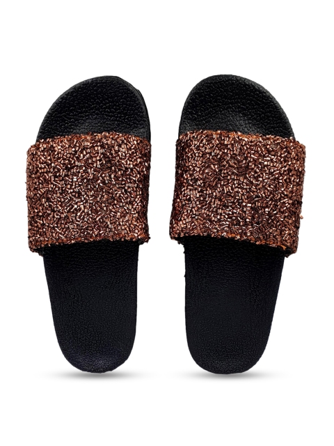 

Pampy Angel Women Copper-Toned Embellished Water Resistant Sliders