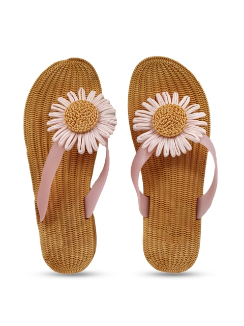 

Pampy Angel Women Pink & Brown Embellished Water Resistant Thong Flip-Flops