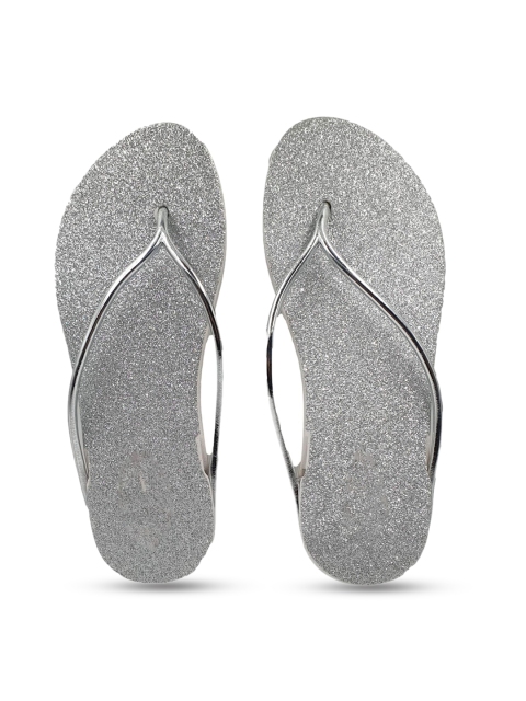 

Pampy Angel Women Silver-Toned Embellished Water-Resistant Thong Flip-Flops