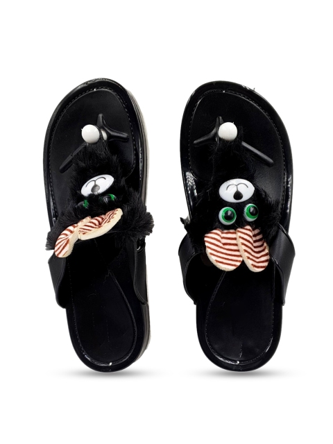

Pampy Angel Women Black & White Embellished Water-Resistant Thong Flip-Flops