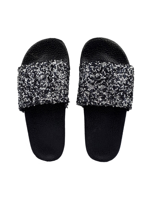 

Pampy Angel Women Black Embellished Water-Resistant Sliders