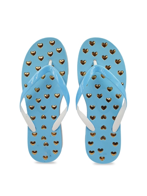 

Pampy Angel Women Blue & Gold-Toned Printed Water-Resistant Thong Flip-Flops