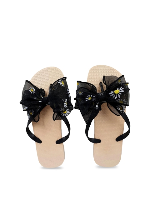 

Pampy Angel Women Black Embellished Water-Resistant Thong Flip-Flops