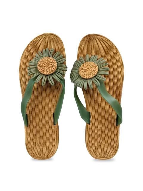 

Pampy Angel Women Green Embellished Water-Resistant Thong Flip-Flops