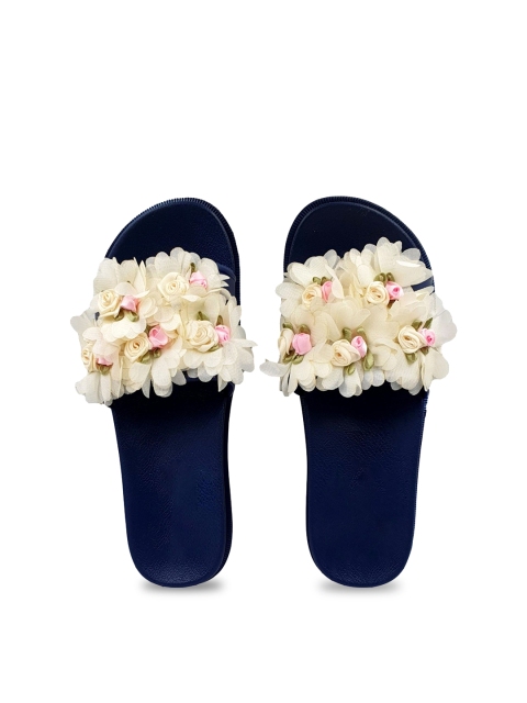 

Pampy Angel Women Cream-Coloured Embellished Water-Resistant Sliders